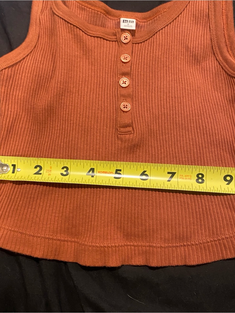 Top, Ribbed Button Tank - Rust - Picture 5 of 7